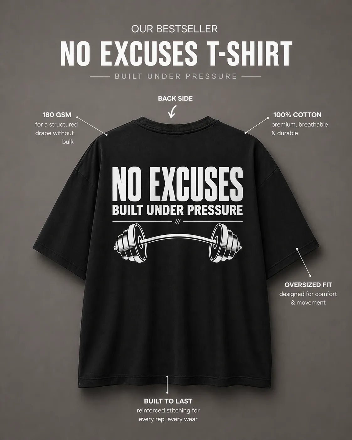 NO EXCUSES | OVERSIZED TEE