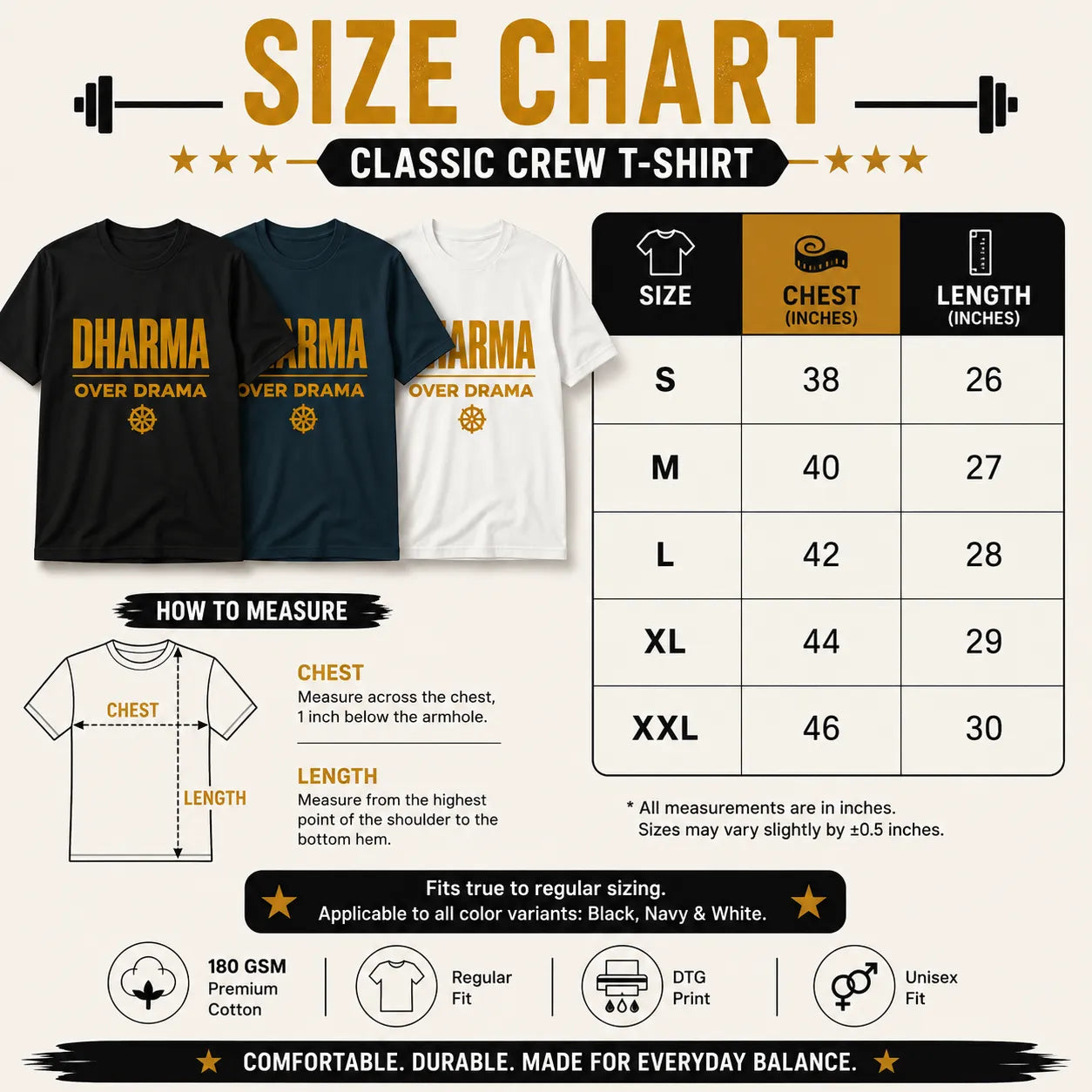 Dharma Over Drama | Spiritual & Fitness Tee