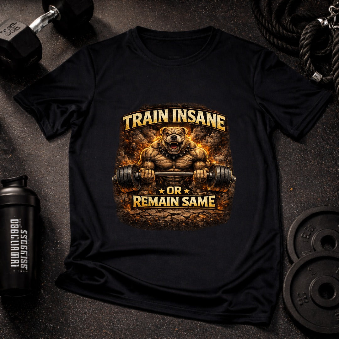 Bulldog Gym T-Shirt – Train Insane Workout Motivation Tee