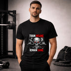 Train Insane or Remain Same Skull Gym T-Shirt – Hardcore Fitness Graphic Tee