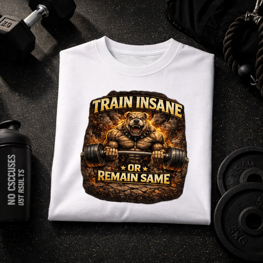 Bulldog Gym T-Shirt – Train Insane Workout Motivation Tee