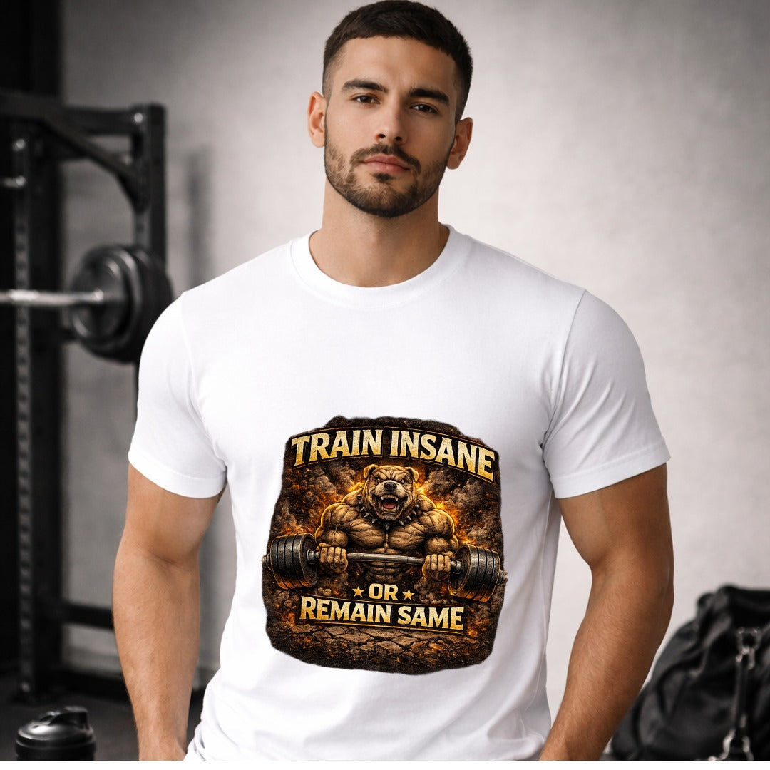 Bulldog Gym T-Shirt – Train Insane Workout Motivation Tee