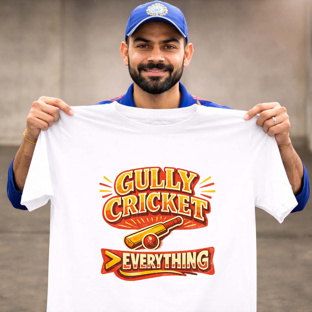 Gully Cricket Is Everything T-Shirt | Street Cricket Vibes | Black & White